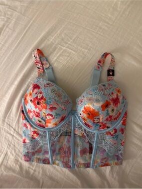 Victoria's Secret Floral Lace Bustier Bra Top 34C
